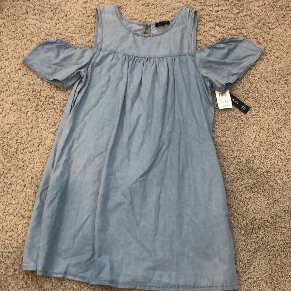 Denim looking open shoulder dress